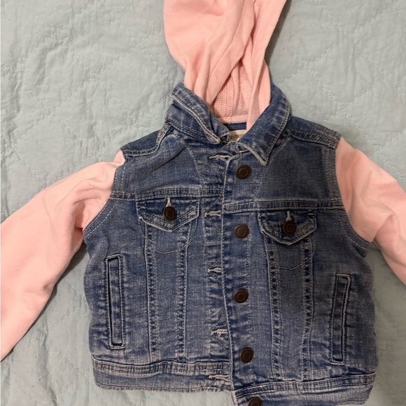 Tucker and Tate Kids Denim Vest with Pink Hoodie and Colorful Design - Picture 2 of 3